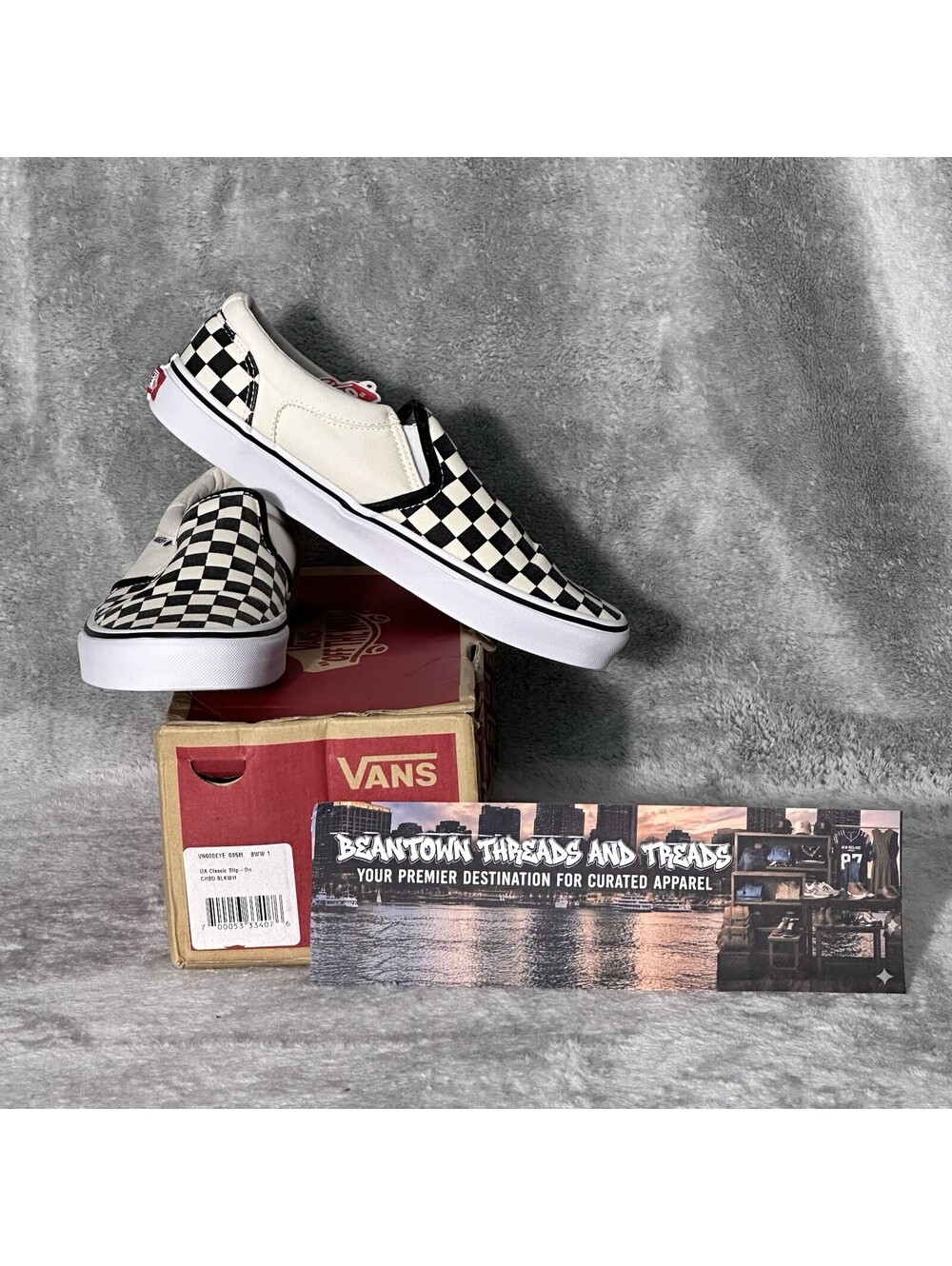 Vans Mens 9  Womens 10.5  Classic Slip-On Checkerboard Black White VN000EYEBWW